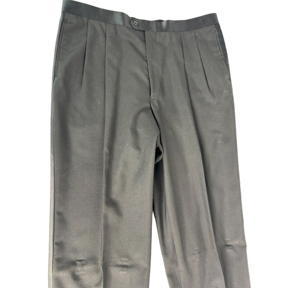 Custom Vintage Tuxedo Pant with Satin Stripe 40 Black Polyester Blend - Picture 12 of 16
